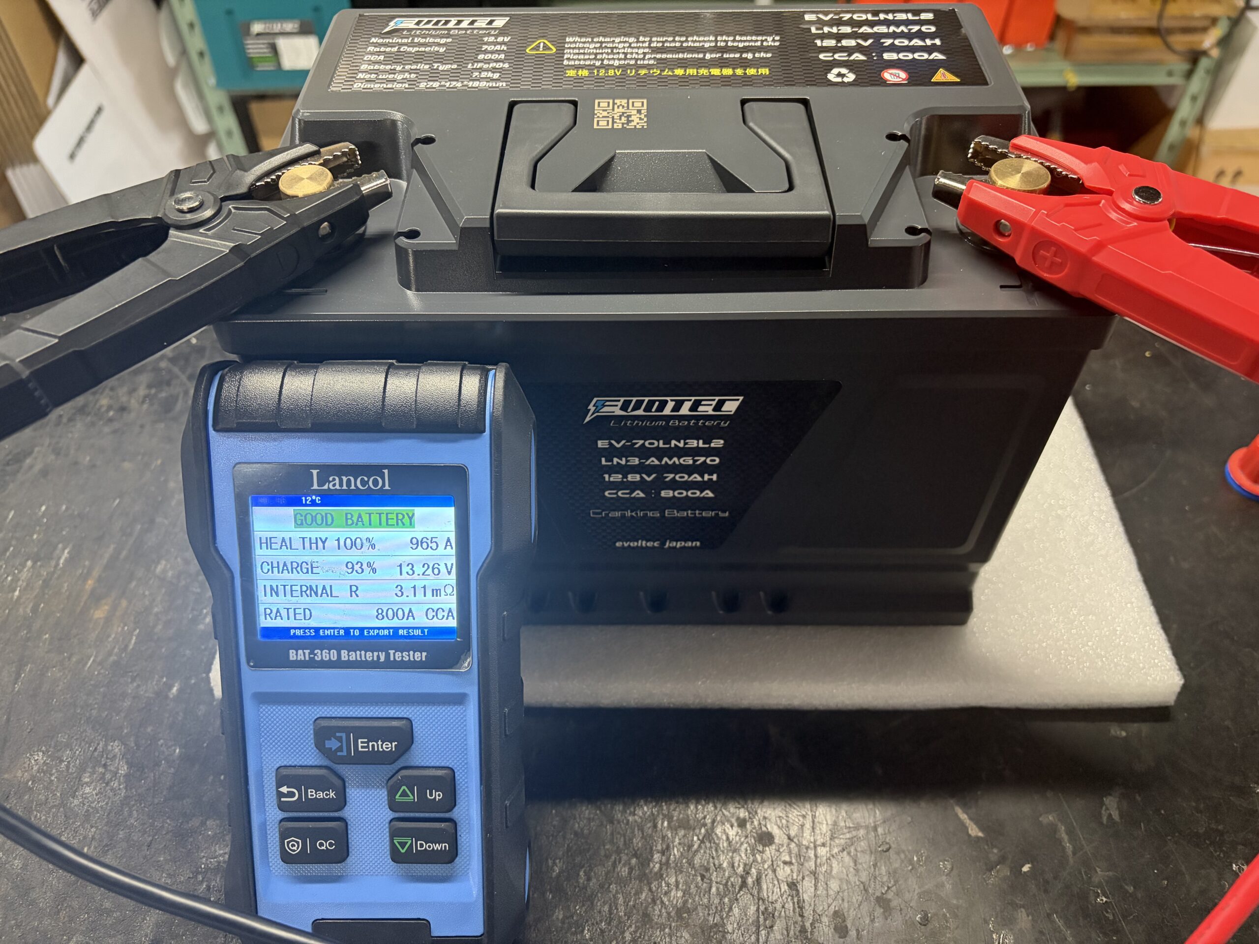 EVOTEC リチウムバッテリー診断結果